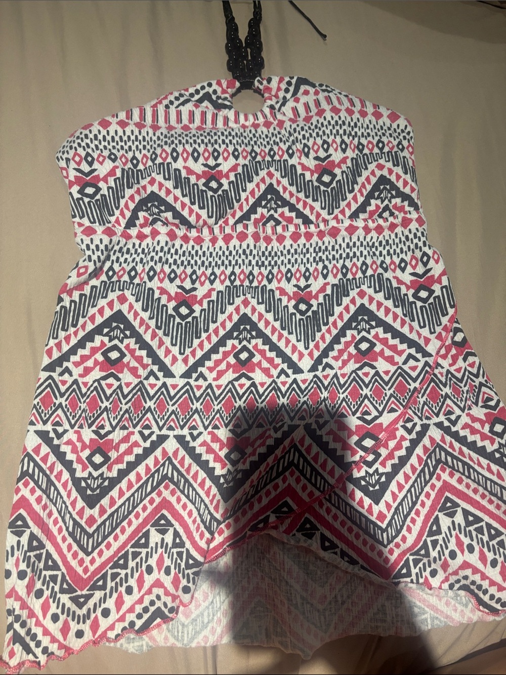 No Boundaries Pink and Black Tribal Print Skater Skirt